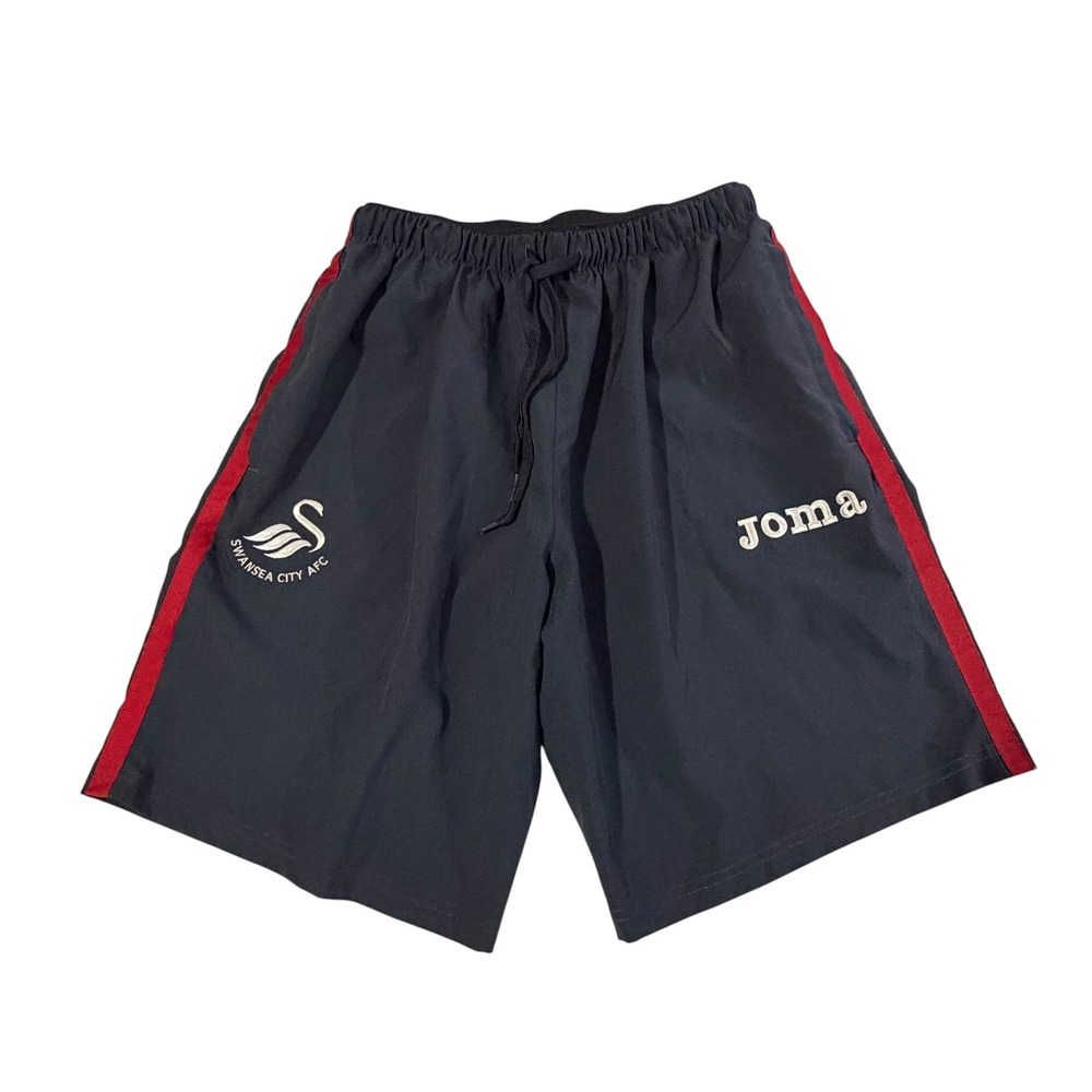 Joma Swansea City AFC Navy Blue Training Shorts Mens Medium Red Stripe Soccer
